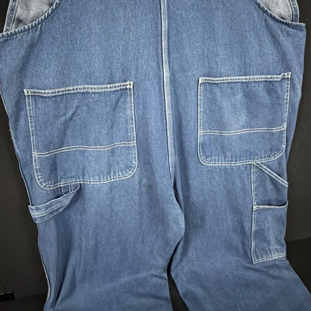 Liberty Men's Stonewashed Denim Bib Overalls 44x32 14006SW9 Workwear Green Zip